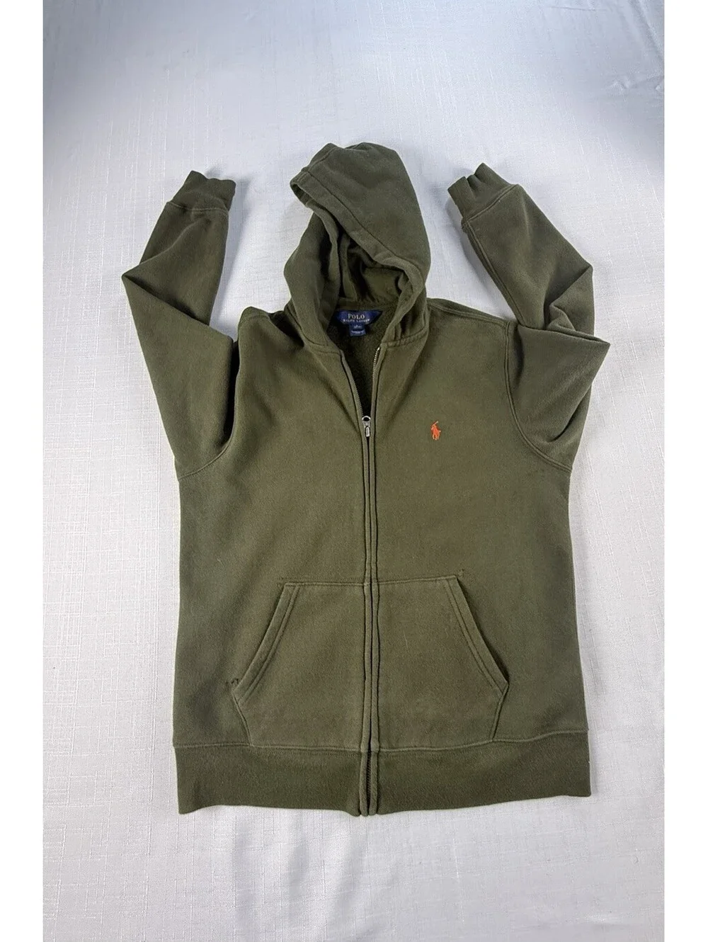 Polo Ralph Lauren Boys L 14-16 Olive Full Zip Hoodie